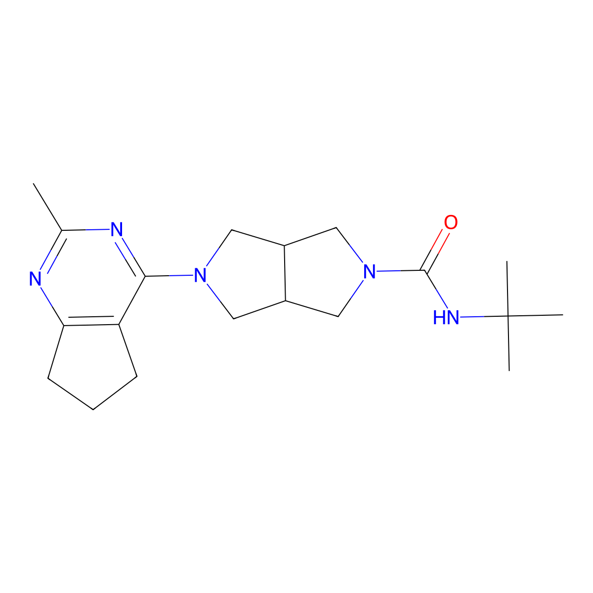 N-tert-butyl-5-{2-methyl-5H,6H,7H-cyclopenta[d]pyrimidin-4-yl}-octahydropyrrolo[3,4-c]pyrrole-2-carboxamide molecular structure, CAS 2742033-15-2