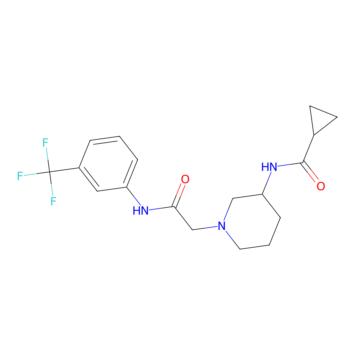 N-[1-({[3-(trifluoromethyl)phenyl]carbamoyl}methyl)piperidin-3-yl]cyclopropanecarboxamide molecular structure, CAS 2742033-24-3