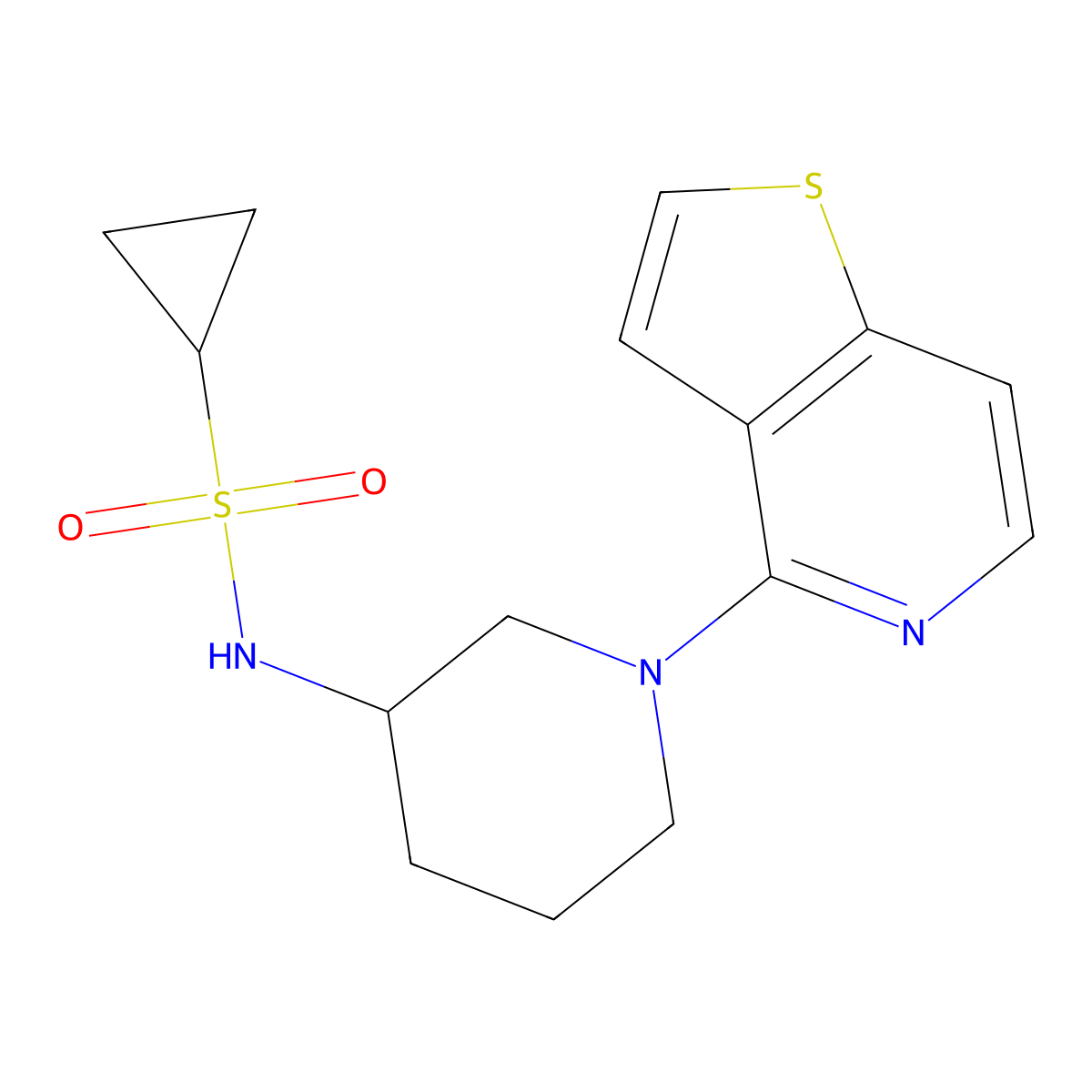 N-(1-{thieno[3,2-c]pyridin-4-yl}piperidin-3-yl)cyclopropanesulfonamide molecular structure, CAS 2742033-26-5