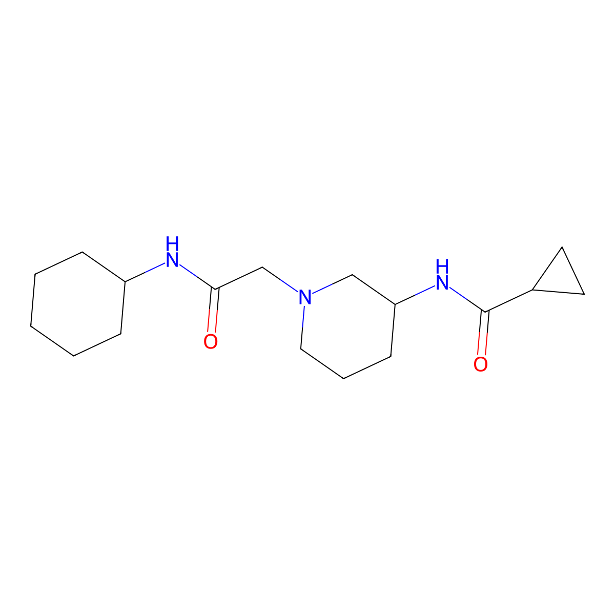 N-{1-[(cyclohexylcarbamoyl)methyl]piperidin-3-yl}cyclopropanecarboxamide molecular structure, CAS 2742033-35-6