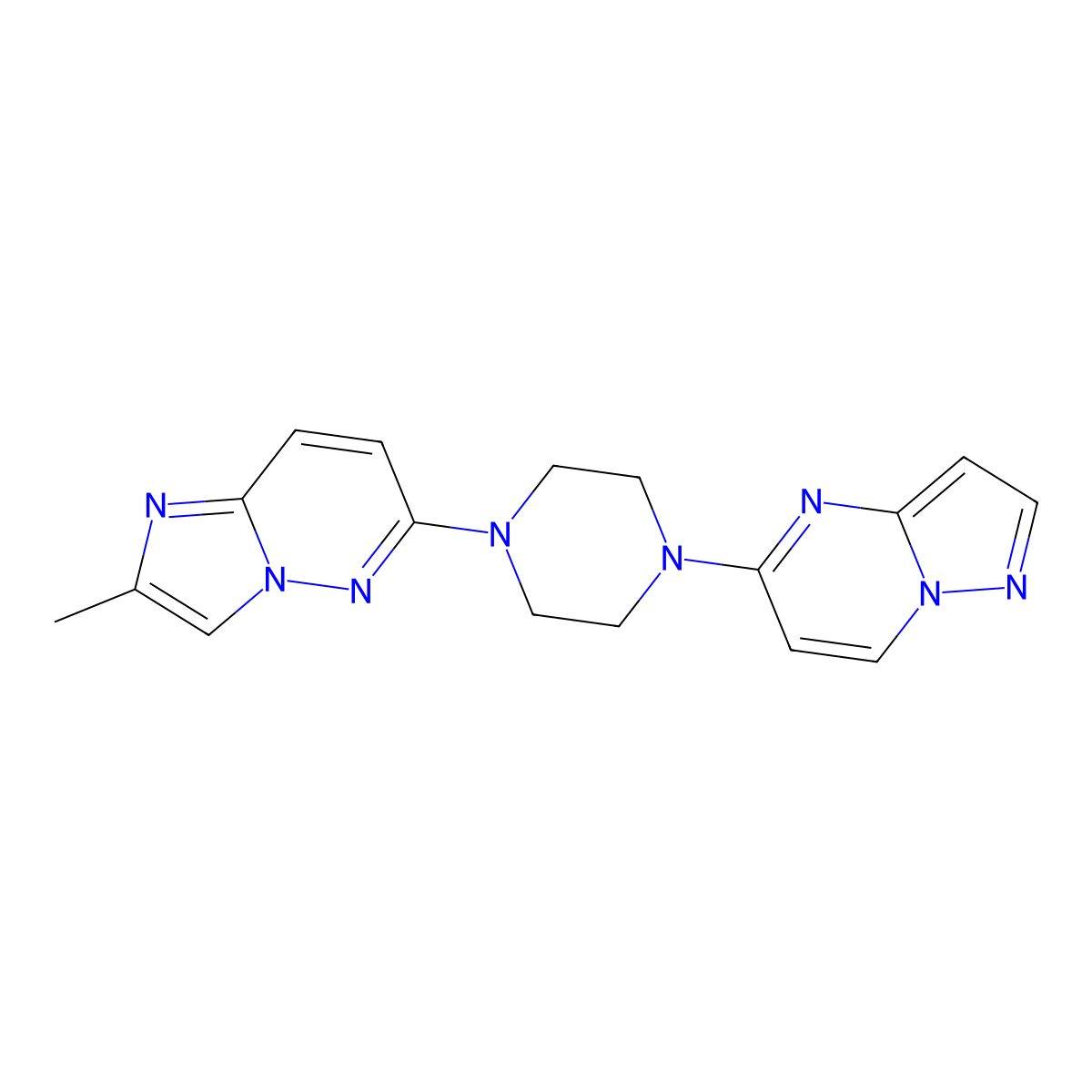 1-{2-Methylimidazo[1,2-b]pyridazin-6-yl}-4-{pyrazolo[1,5-a]pyrimidin-5-yl}piperazine molecular structure, CAS 2742033-36-7