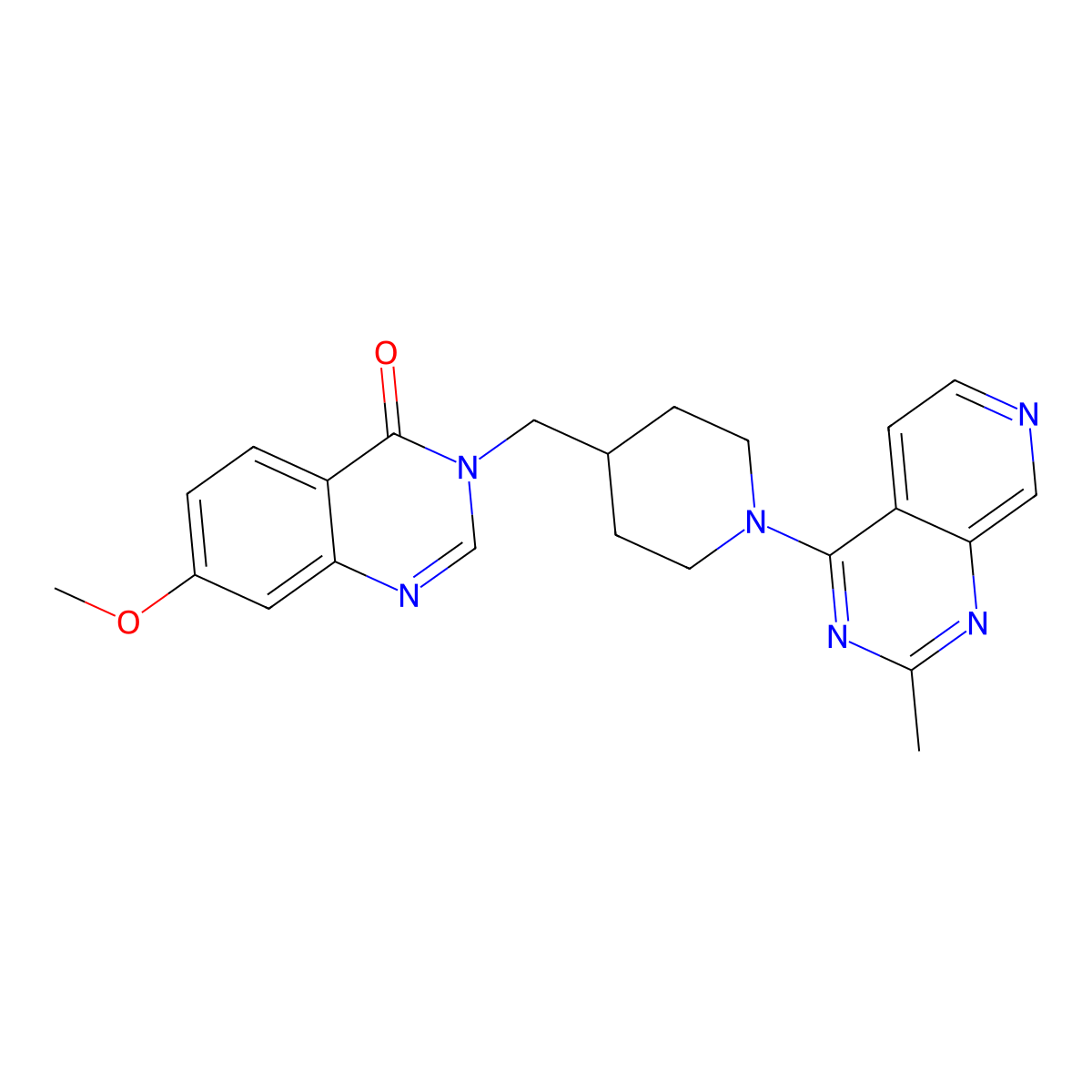 7-Methoxy-3-[(1-{2-methylpyrido[3,4-d]pyrimidin-4-yl}piperidin-4-yl)methyl]-3,4-dihydroquinazolin-4-one molecular structure, CAS 2742033-37-8