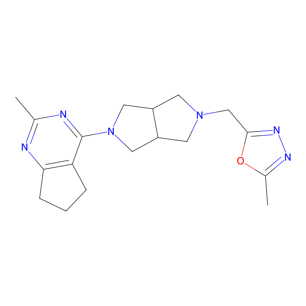2-methyl-5-[(5-{2-methyl-5H,6H,7H-cyclopenta[d]pyrimidin-4-yl}-octahydropyrrolo[3,4-c]pyrrol-2-yl)methyl]-1,3,4-oxadiazole molecular structure, CAS 2742033-41-4