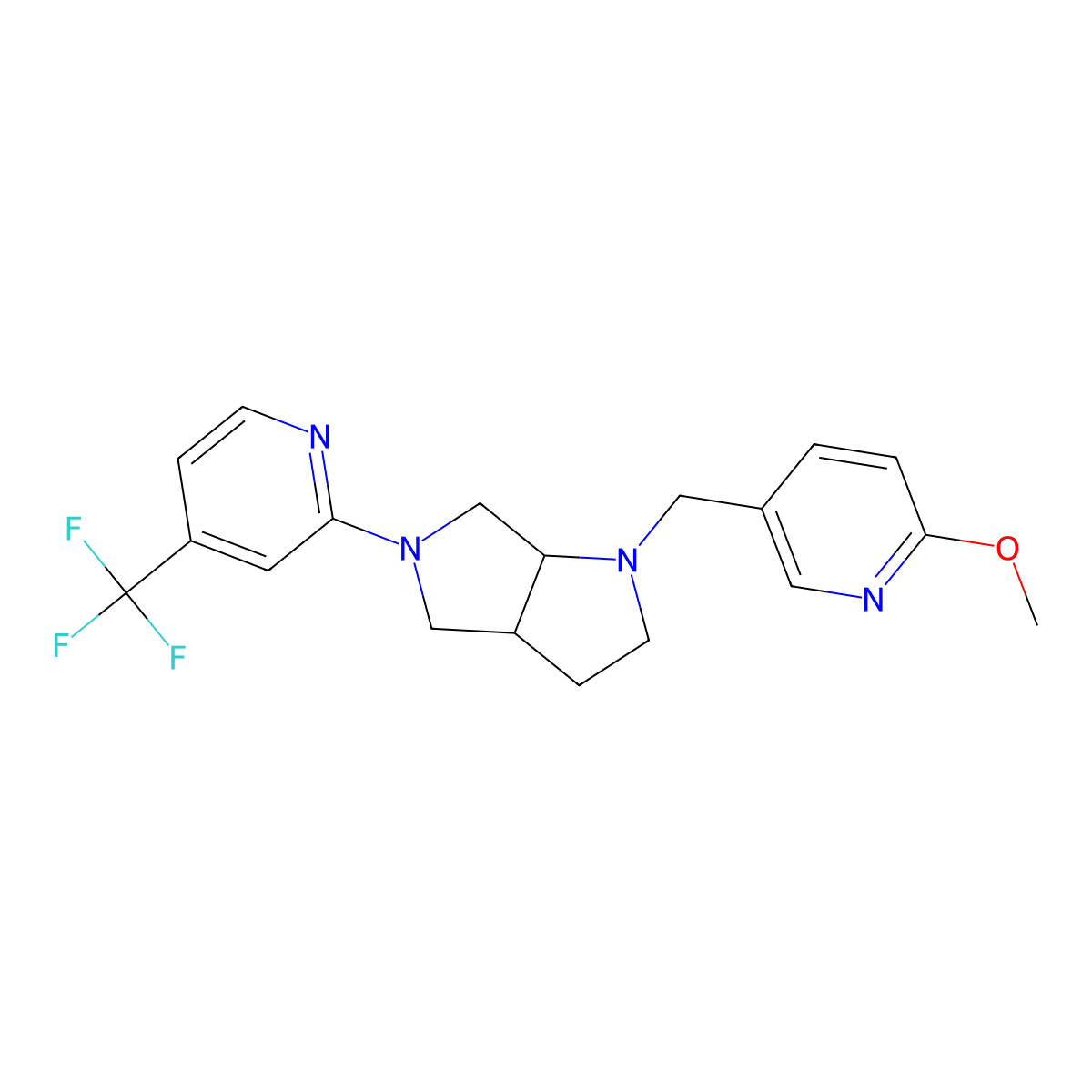 2-{1-[(6-Methoxypyridin-3-yl)methyl]-octahydropyrrolo[2,3-c]pyrrol-5-yl}-4-(trifluoromethyl)pyridine molecular structure, CAS 2742033-42-5