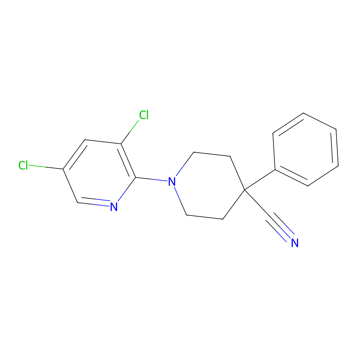 1-(3,5-Dichloropyridin-2-yl)-4-phenylpiperidine-4-carbonitrile molecular structure, CAS 2742033-43-6