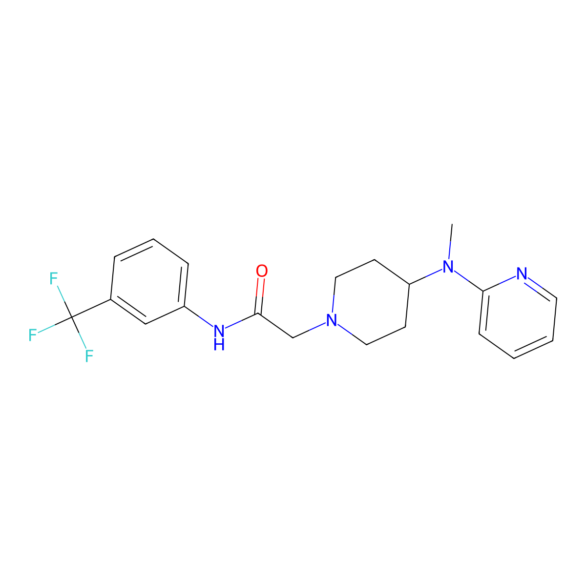 2-{4-[methyl(pyridin-2-yl)amino]piperidin-1-yl}-N-[3-(trifluoromethyl)phenyl]acetamide molecular structure, CAS 2742033-45-8