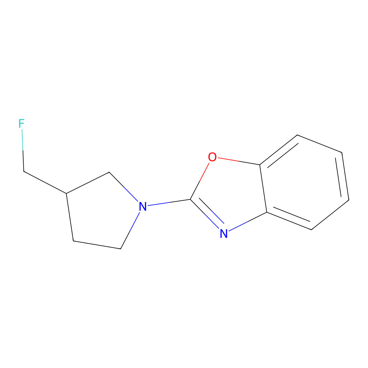 2-[3-(Fluoromethyl)pyrrolidin-1-yl]-1,3-benzoxazole molecular structure, CAS 2742033-46-9