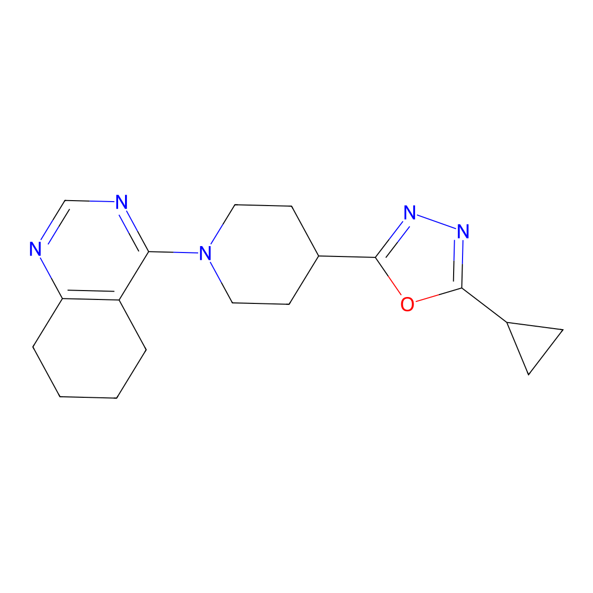 4-[4-(5-Cyclopropyl-1,3,4-oxadiazol-2-yl)piperidin-1-yl]-5,6,7,8-tetrahydroquinazoline molecular structure, CAS 2742033-47-0