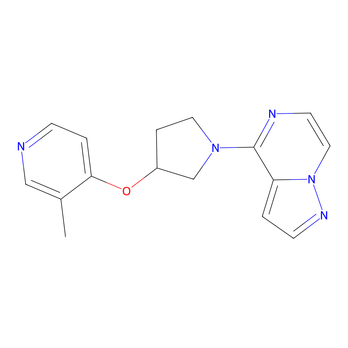 3-Methyl-4-[(1-{pyrazolo[1,5-a]pyrazin-4-yl}pyrrolidin-3-yl)oxy]pyridine molecular structure, CAS 2742033-51-6