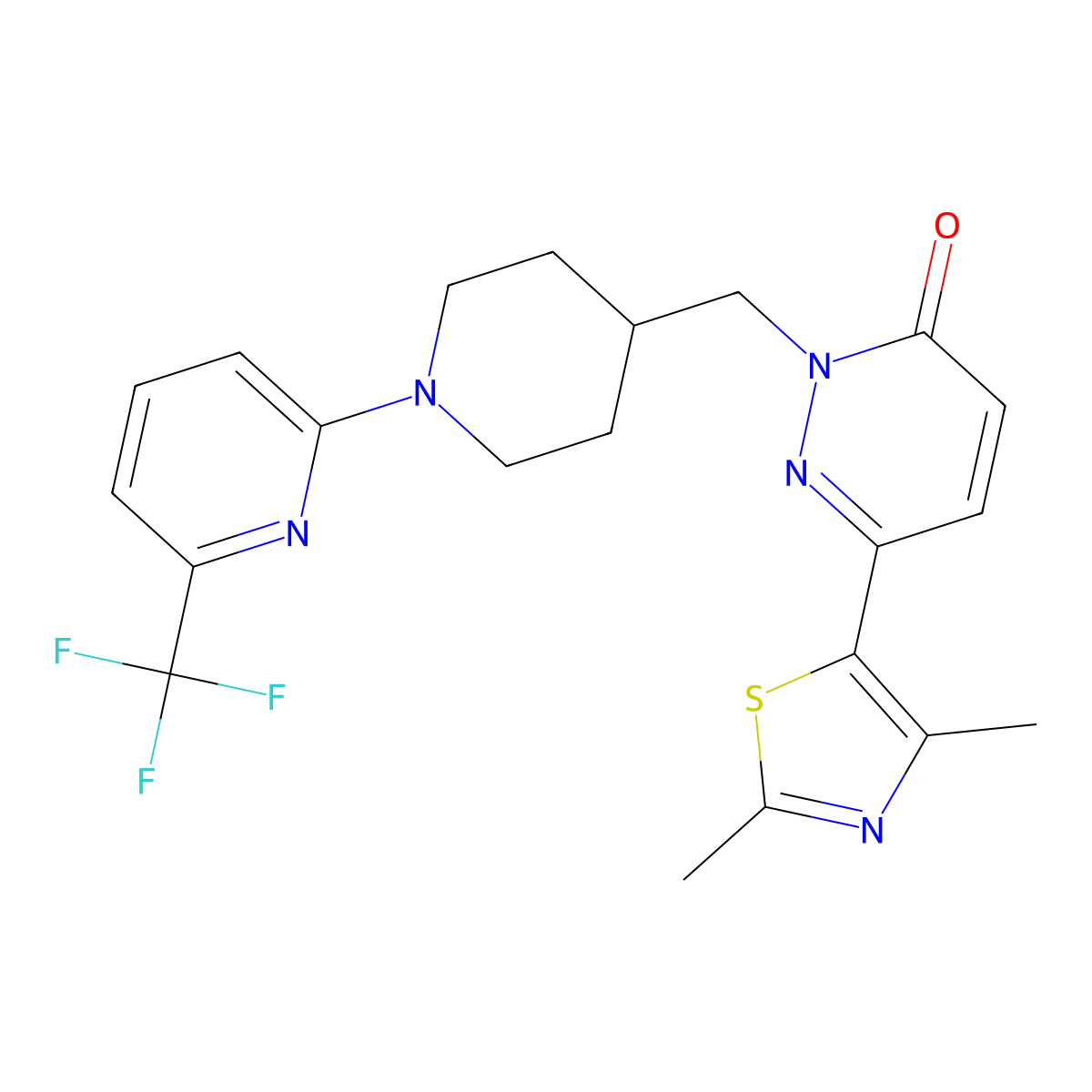 6-(2,4-Dimethyl-1,3-thiazol-5-yl)-2-({1-[6-(trifluoromethyl)pyridin-2-yl]piperidin-4-yl}methyl)-2,3-dihydropyridazin-3-one molecular structure, CAS 2742033-61-8