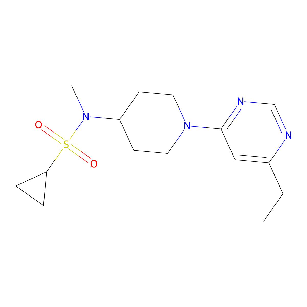 N-[1-(6-ethylpyrimidin-4-yl)piperidin-4-yl]-N-methylcyclopropanesulfonamide molecular structure, CAS 2742033-63-0