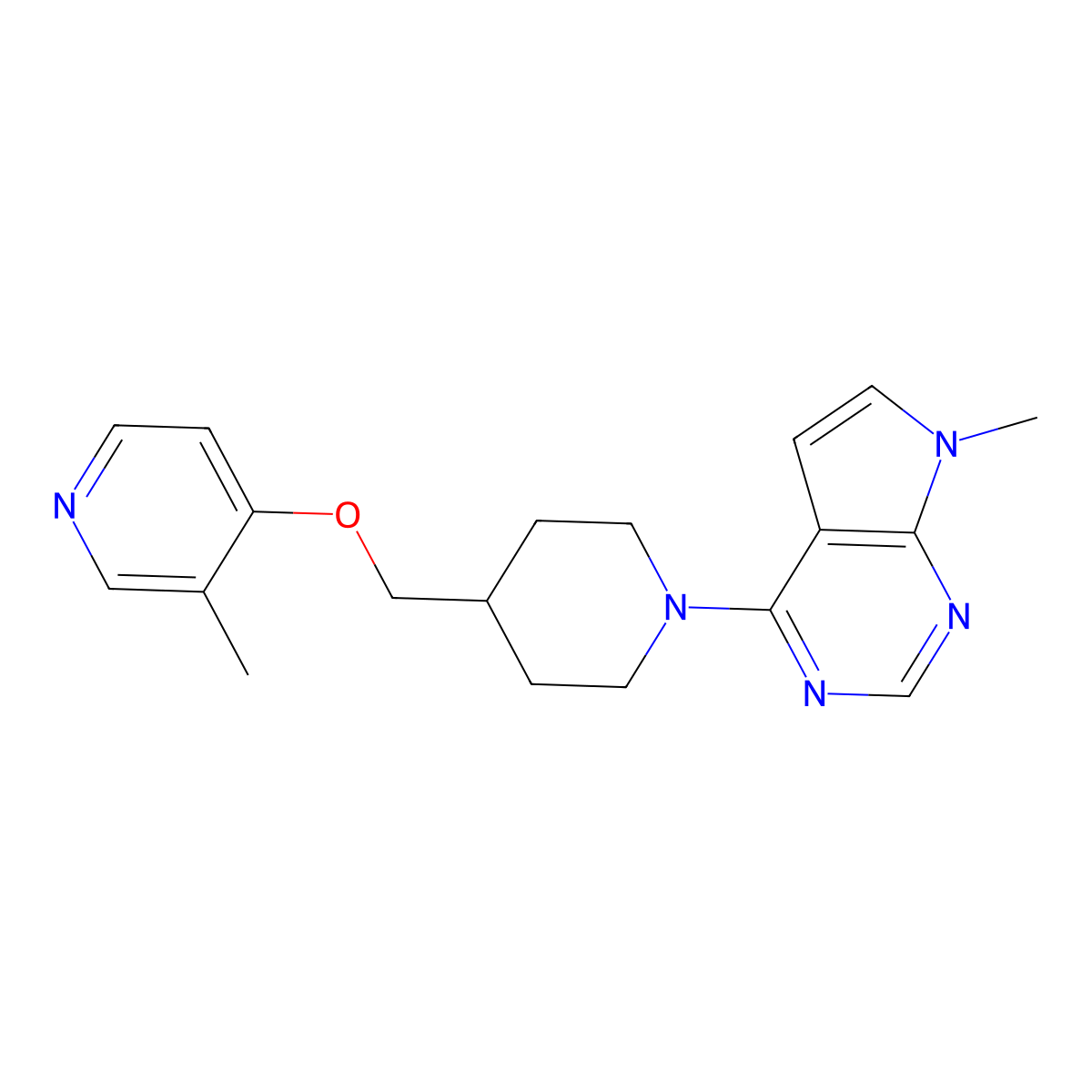3-methyl-4-[(1-{7-methyl-7H-pyrrolo[2,3-d]pyrimidin-4-yl}piperidin-4-yl)methoxy]pyridine molecular structure, CAS 2742033-71-0
