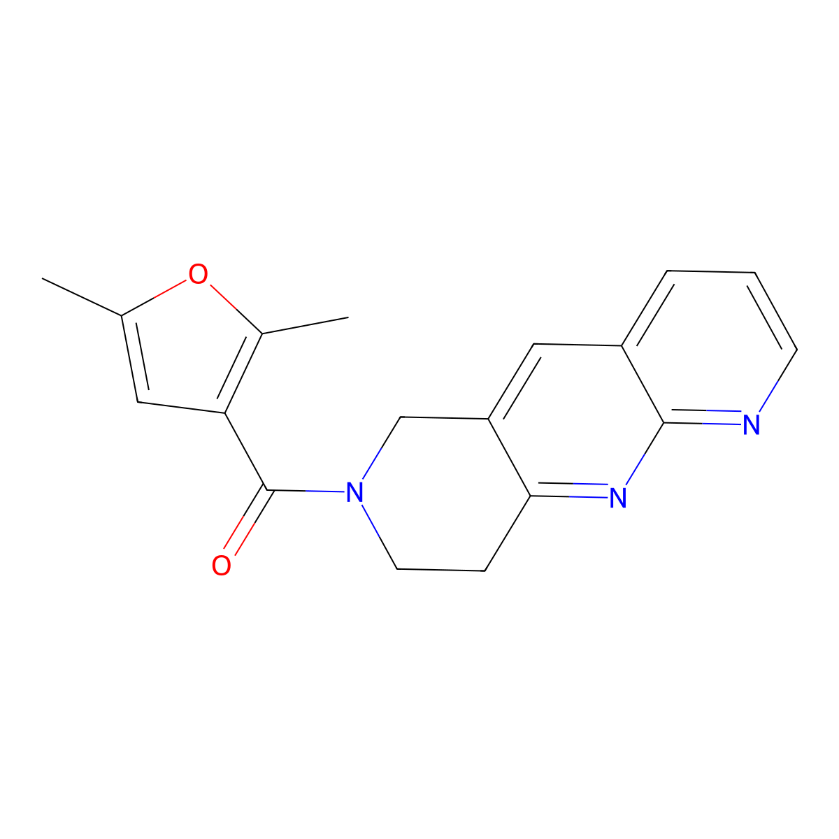 7-(2,5-dimethylfuran-3-carbonyl)-6H,7H,8H,9H-pyrido[2,3-b]1,6-naphthyridine molecular structure, CAS 2742033-74-3