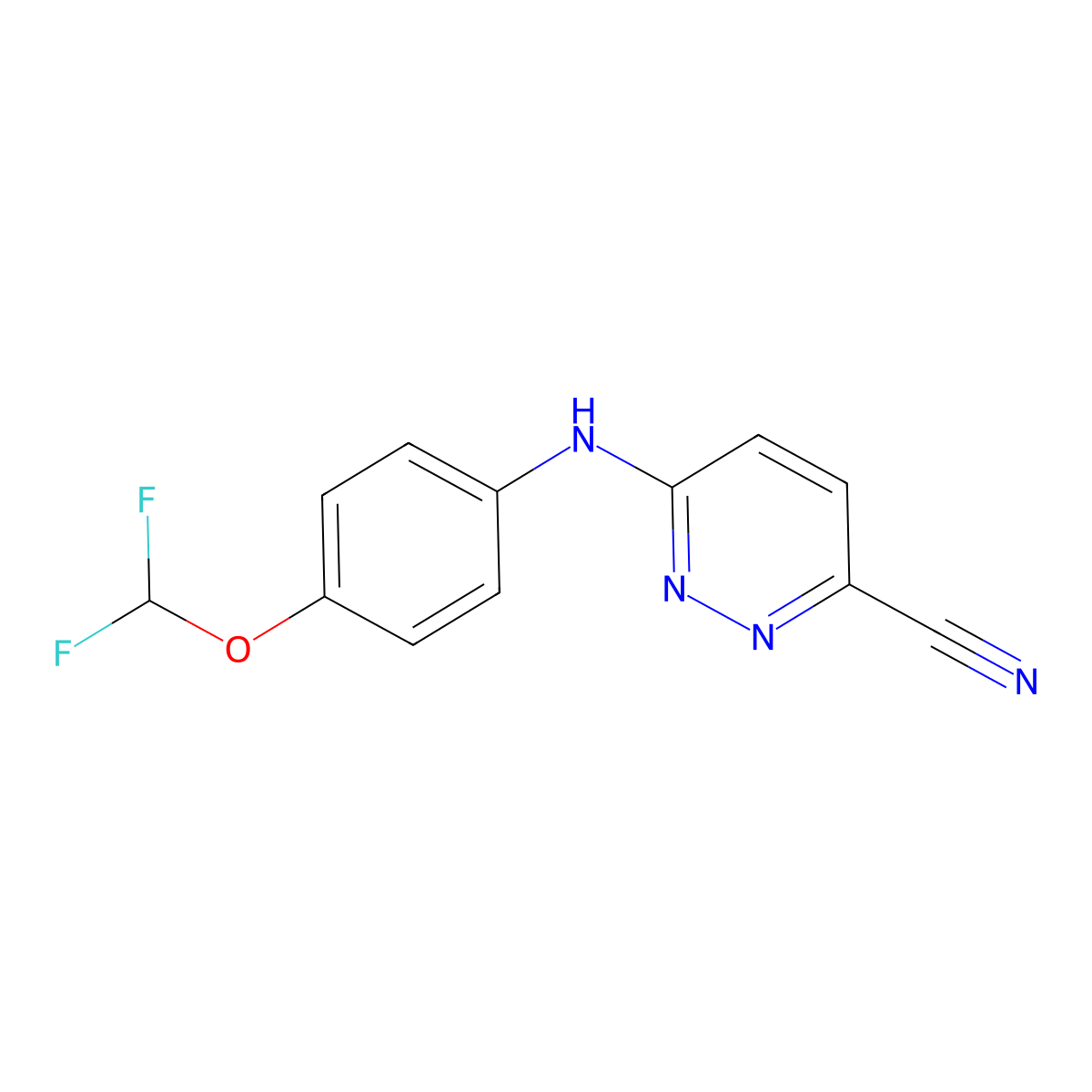 6-{[4-(Difluoromethoxy)phenyl]amino}pyridazine-3-carbonitrile molecular structure, CAS 2742033-77-6