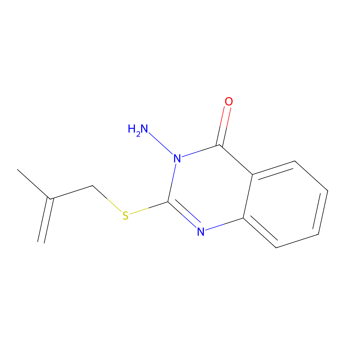 3-Amino-2-[(2-methylprop-2-en-1-yl)sulfanyl]-3,4-dihydroquinazolin-4-one molecular structure, CAS 2742033-78-7