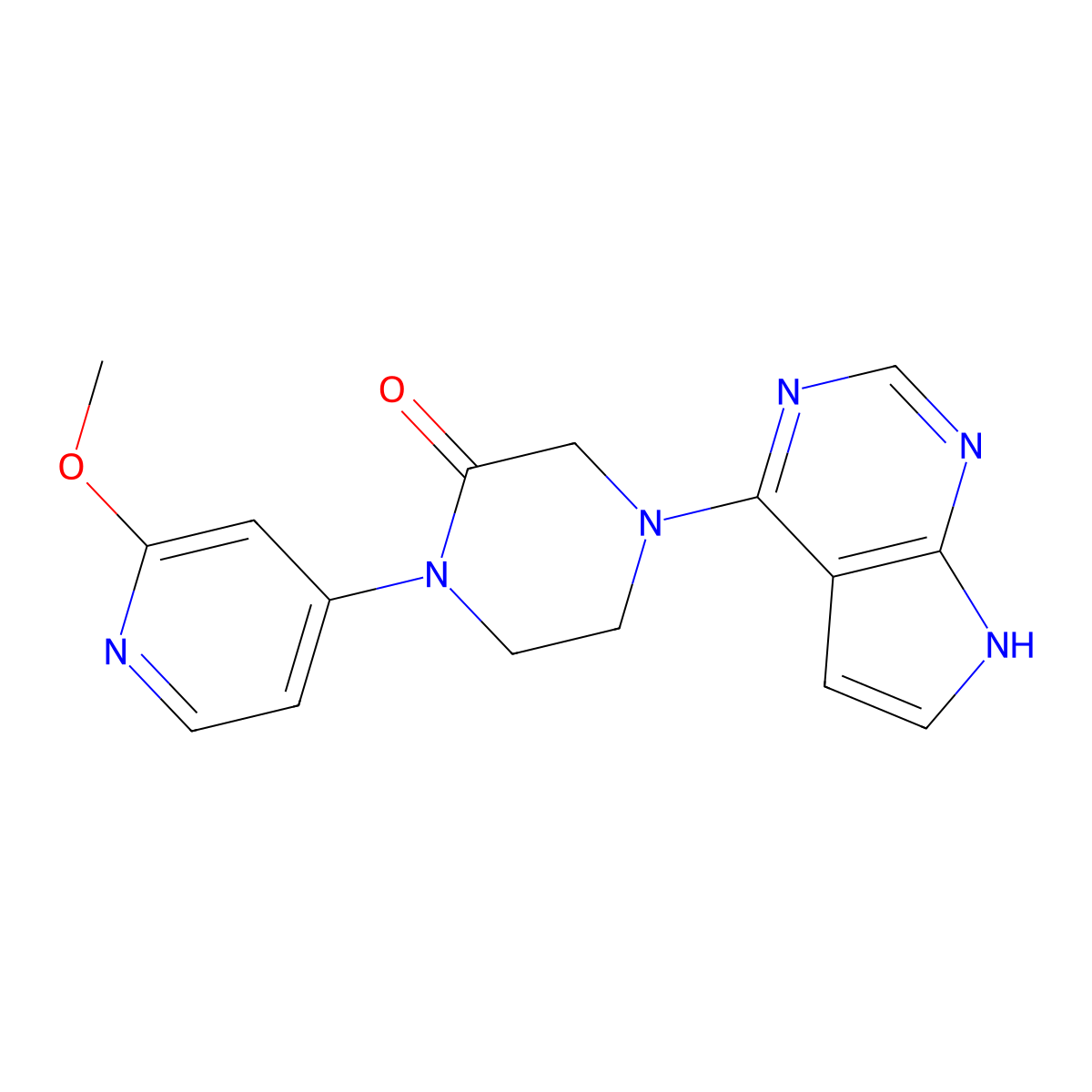 1-(2-methoxypyridin-4-yl)-4-{7H-pyrrolo[2,3-d]pyrimidin-4-yl}piperazin-2-one molecular structure, CAS 2742033-87-8