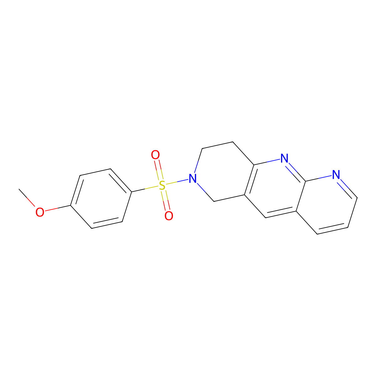 7-(4-methoxybenzenesulfonyl)-6H,7H,8H,9H-pyrido[2,3-b]1,6-naphthyridine molecular structure, CAS 2742033-89-0