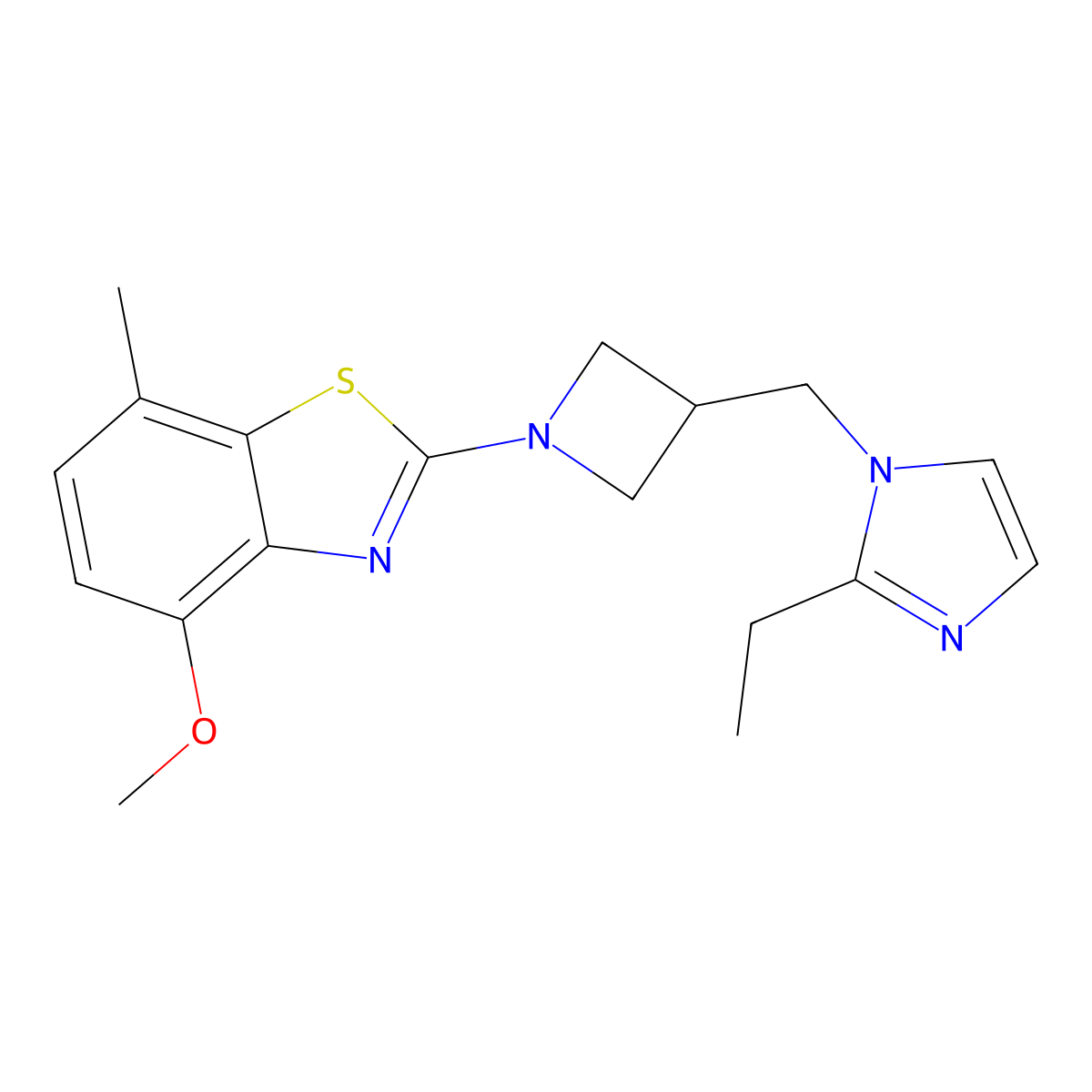 2-{3-[(2-ethyl-1H-imidazol-1-yl)methyl]azetidin-1-yl}-4-methoxy-7-methyl-1,3-benzothiazole molecular structure, CAS 2742033-96-9