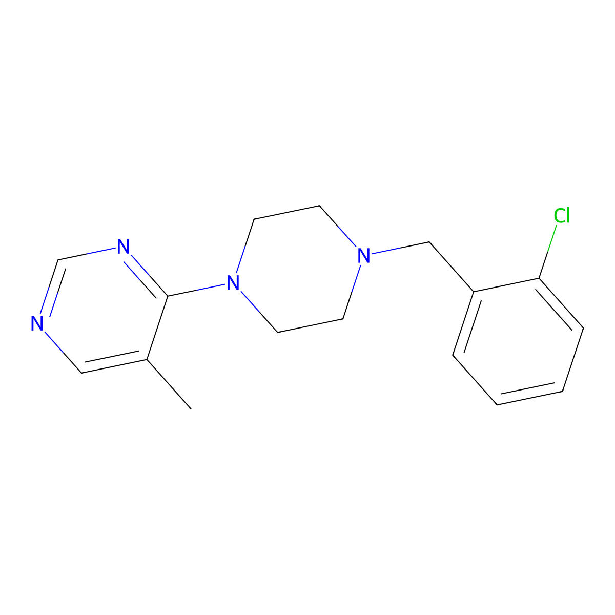 4-{4-[(2-Chlorophenyl)methyl]piperazin-1-yl}-5-methylpyrimidine molecular structure, CAS 2742034-00-8