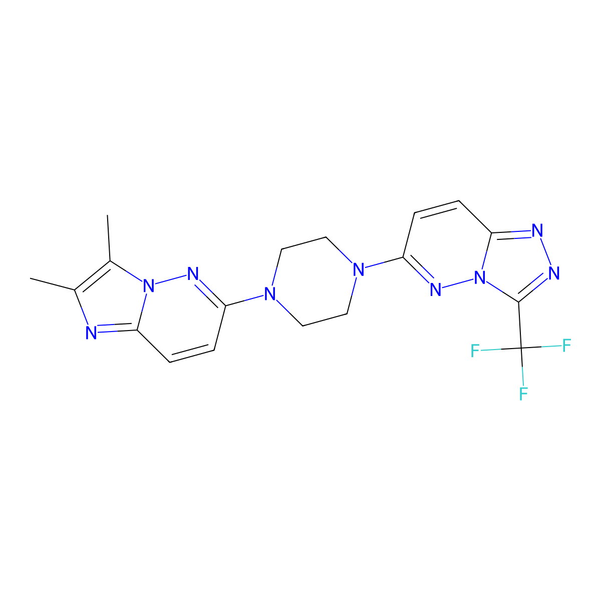 1-{2,3-Dimethylimidazo[1,2-b]pyridazin-6-yl}-4-[3-(trifluoromethyl)-[1,2,4]triazolo[4,3-b]pyridazin-6-yl]piperazine molecular structure, CAS 2742034-03-1