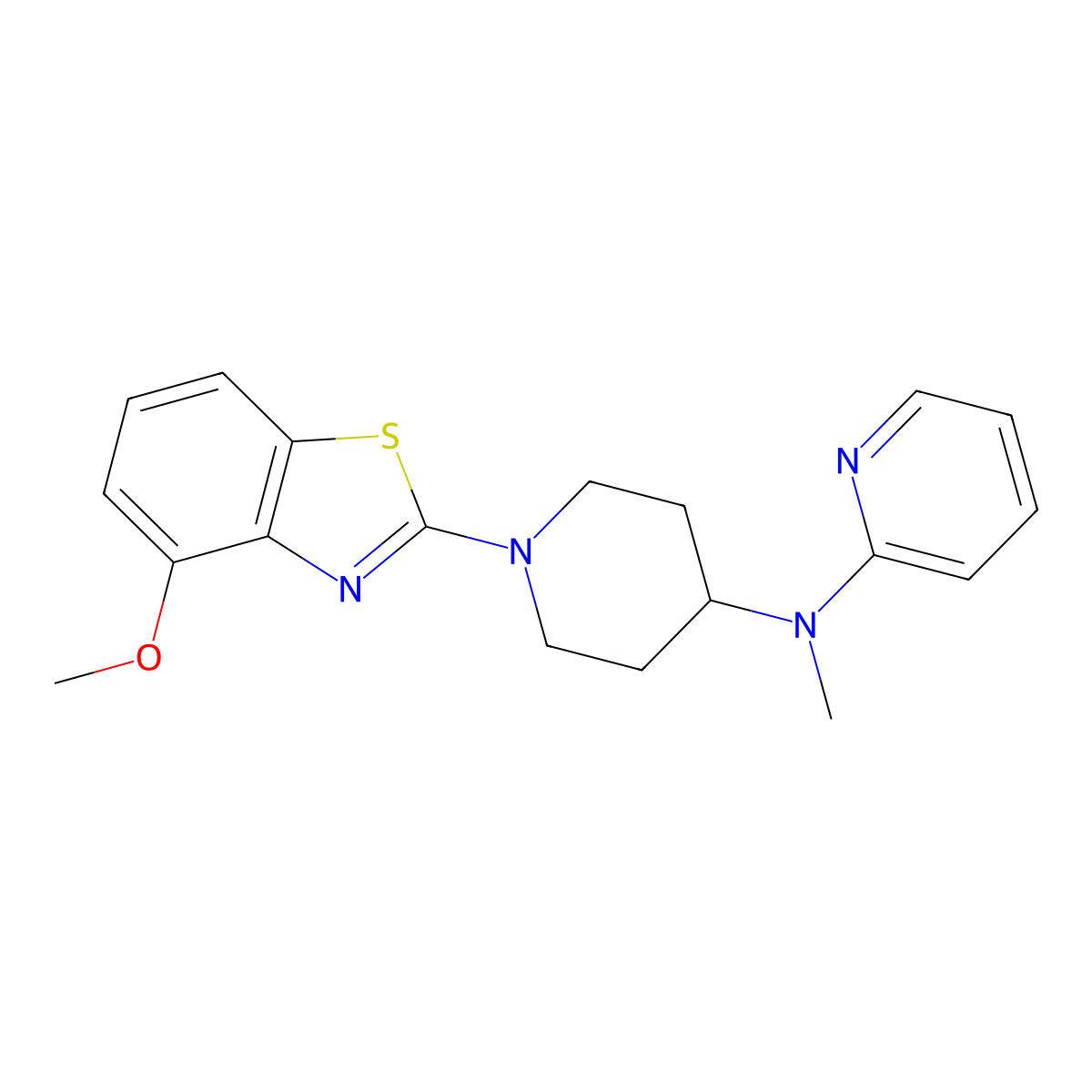 N-[1-(4-methoxy-1,3-benzothiazol-2-yl)piperidin-4-yl]-N-methylpyridin-2-amine molecular structure, CAS 2742034-14-4