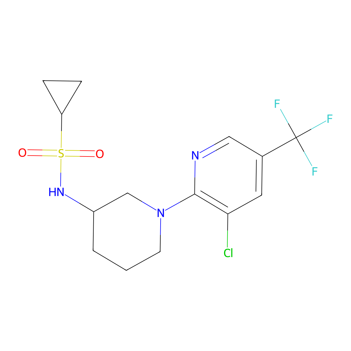 N-{1-[3-chloro-5-(trifluoromethyl)pyridin-2-yl]piperidin-3-yl}cyclopropanesulfonamide molecular structure, CAS 2742034-20-2
