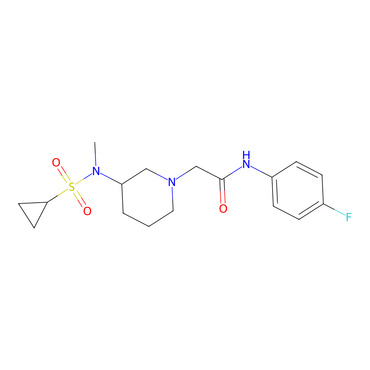 N-(4-fluorophenyl)-2-[3-(N-methylcyclopropanesulfonamido)piperidin-1-yl]acetamide molecular structure, CAS 2742034-22-4