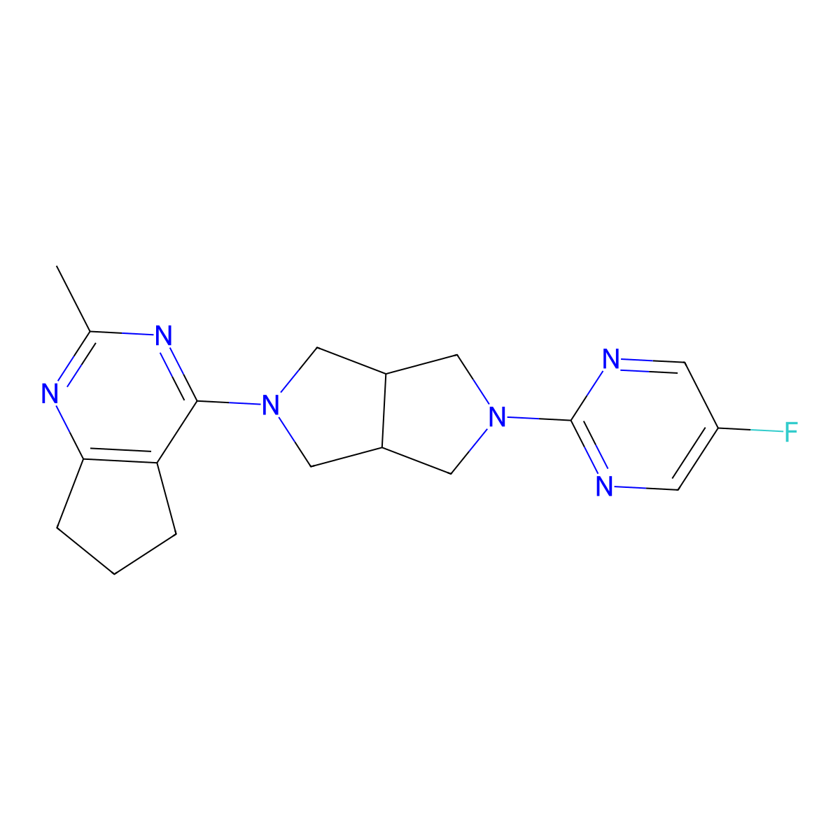 5-fluoro-2-(5-{2-methyl-5H,6H,7H-cyclopenta[d]pyrimidin-4-yl}-octahydropyrrolo[3,4-c]pyrrol-2-yl)pyrimidine molecular structure, CAS 2742034-23-5