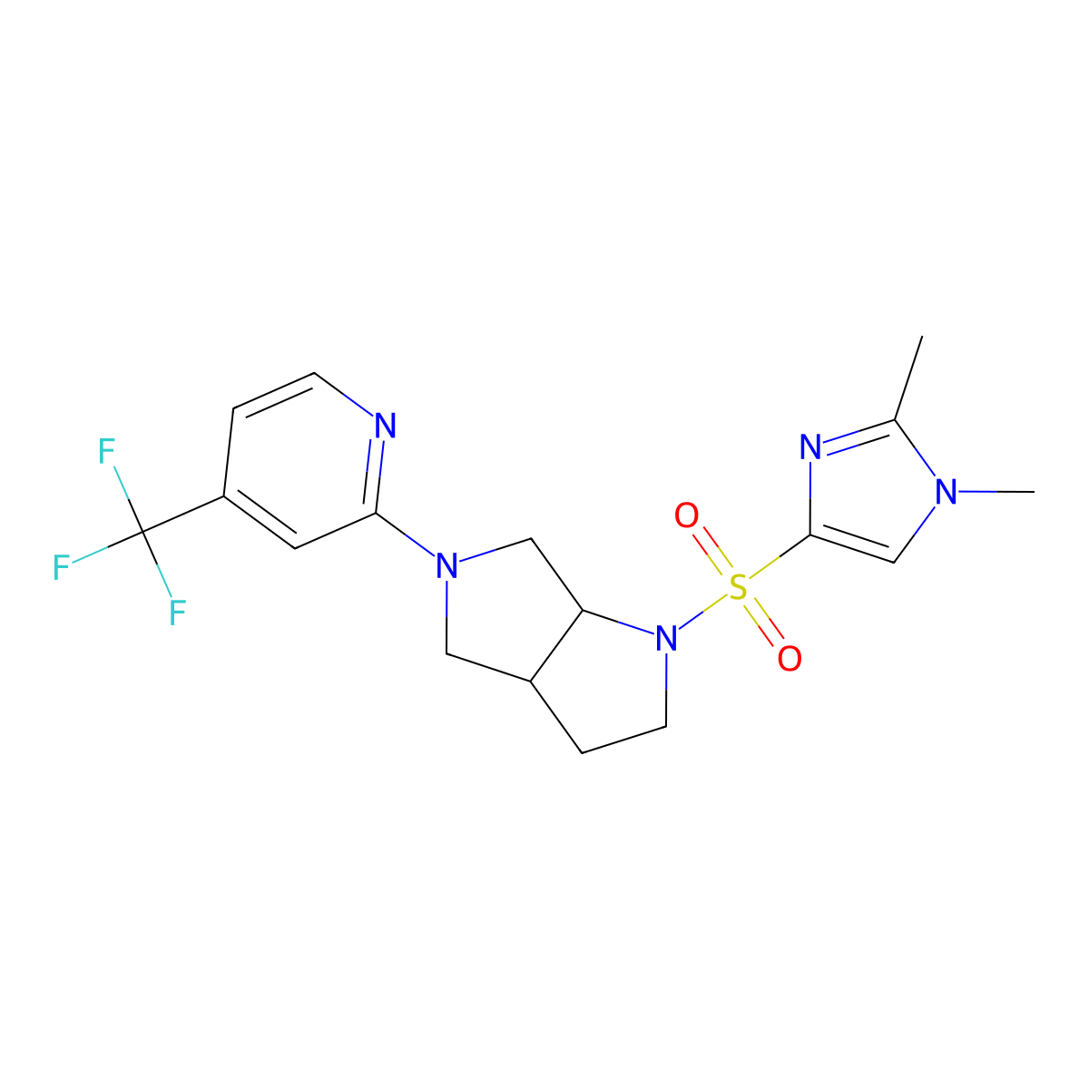 2-{1-[(1,2-dimethyl-1H-imidazol-4-yl)sulfonyl]-octahydropyrrolo[2,3-c]pyrrol-5-yl}-4-(trifluoromethyl)pyridine molecular structure, CAS 2742034-26-8
