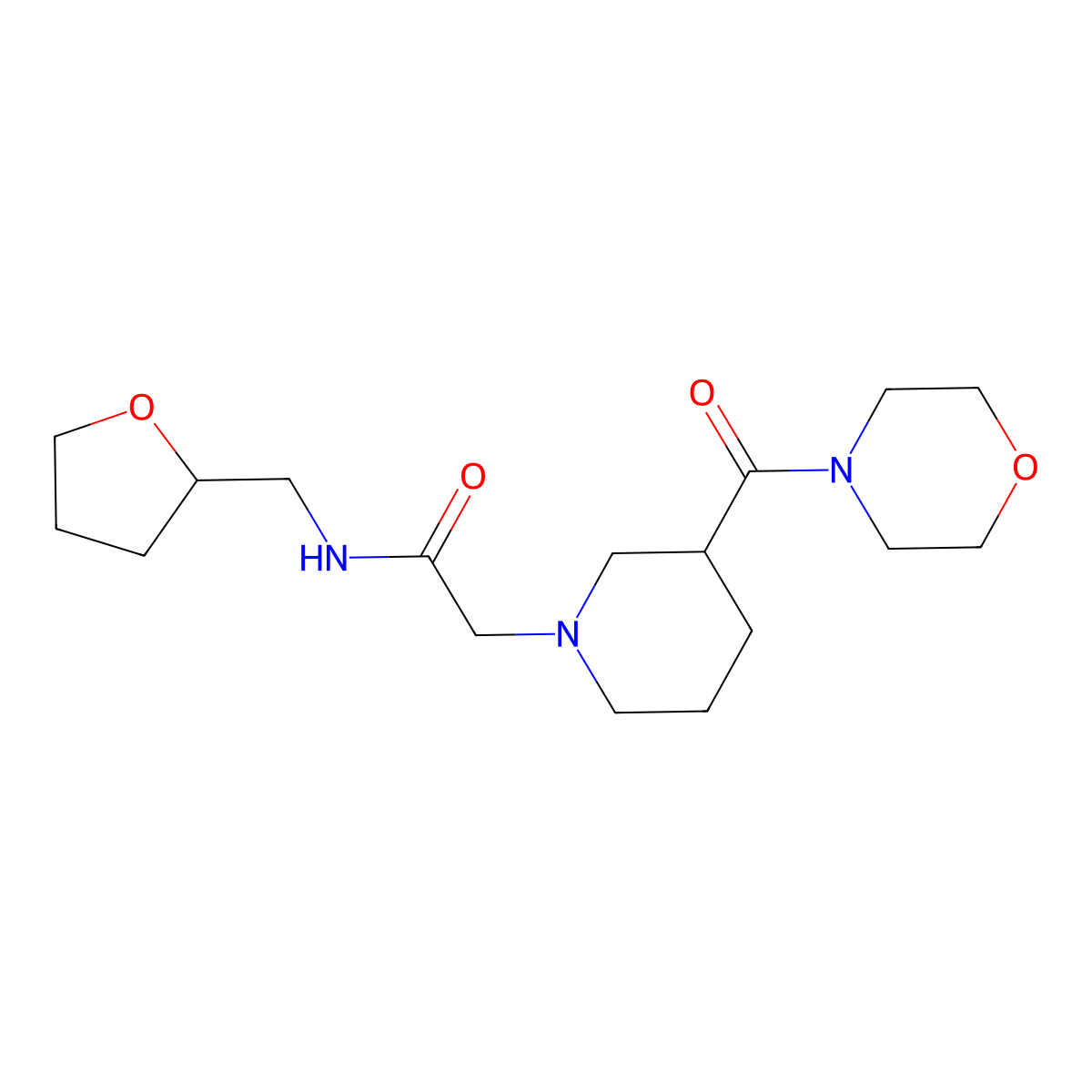 2-[3-(morpholine-4-carbonyl)piperidin-1-yl]-N-[(oxolan-2-yl)methyl]acetamide molecular structure, CAS 2742034-27-9
