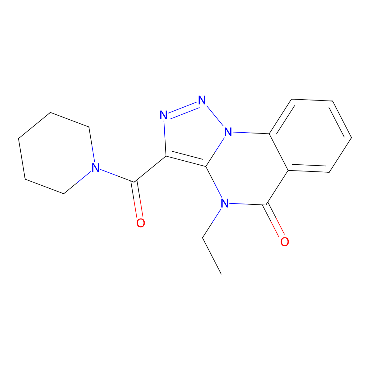 4-ethyl-3-(piperidine-1-carbonyl)-4H,5H-[1,2,3]triazolo[1,5-a]quinazolin-5-one molecular structure, CAS 2742034-29-1