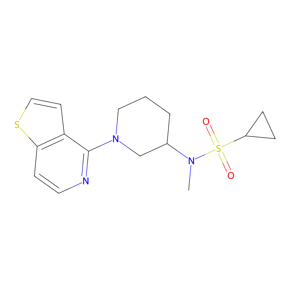 N-methyl-N-(1-{thieno[3,2-c]pyridin-4-yl}piperidin-3-yl)cyclopropanesulfonamide molecular structure, CAS 2742034-30-4