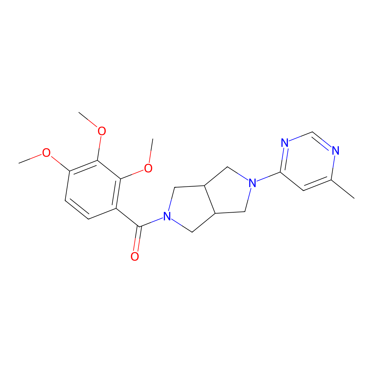 4-Methyl-6-[5-(2,3,4-trimethoxybenzoyl)-octahydropyrrolo[3,4-c]pyrrol-2-yl]pyrimidine molecular structure, CAS 2742034-38-2