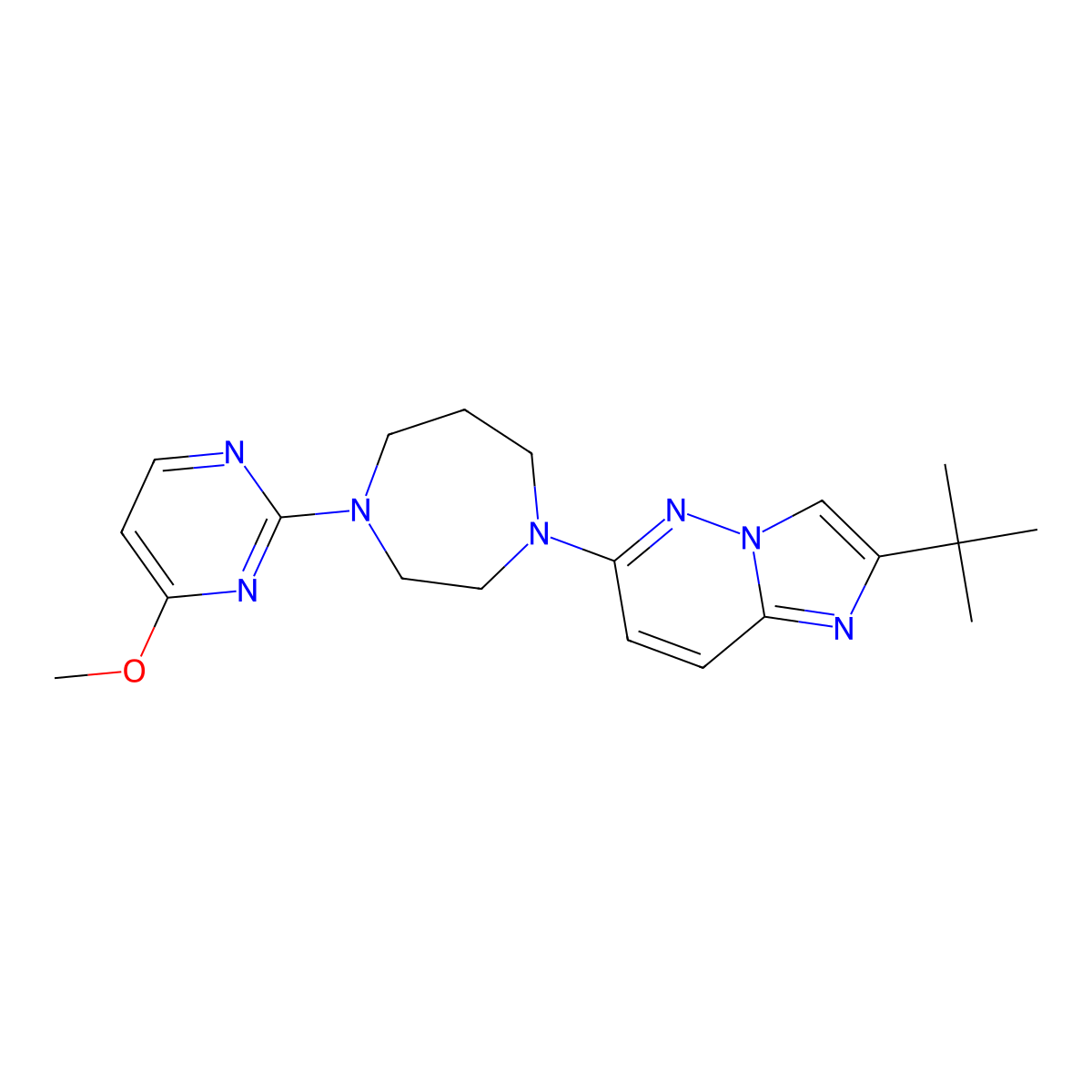 1-{2-Tert-butylimidazo[1,2-b]pyridazin-6-yl}-4-(4-methoxypyrimidin-2-yl)-1,4-diazepane molecular structure, CAS 2742034-42-8