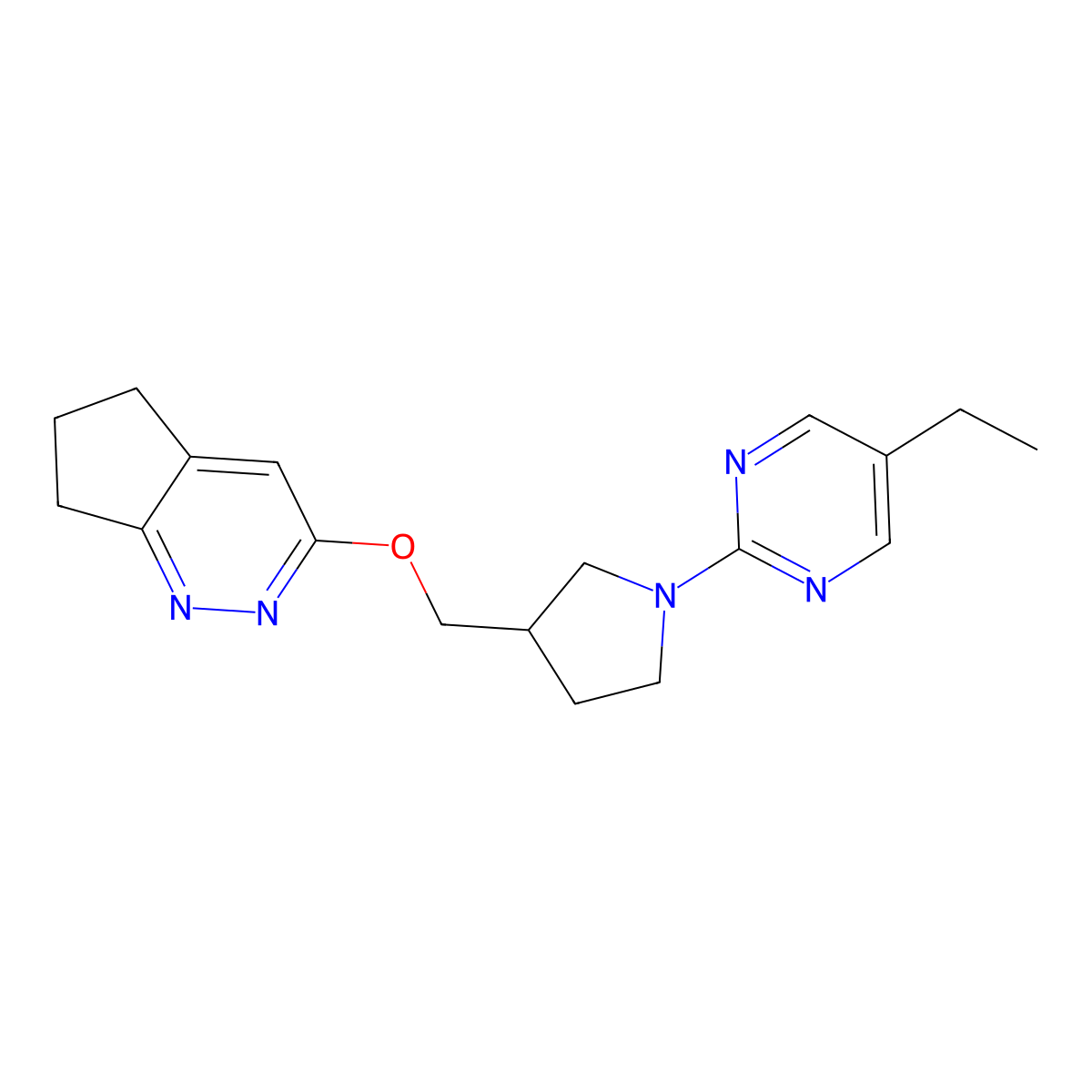 2-[3-({5H,6H,7H-cyclopenta[c]pyridazin-3-yloxy}methyl)pyrrolidin-1-yl]-5-ethylpyrimidine molecular structure, CAS 2742034-45-1