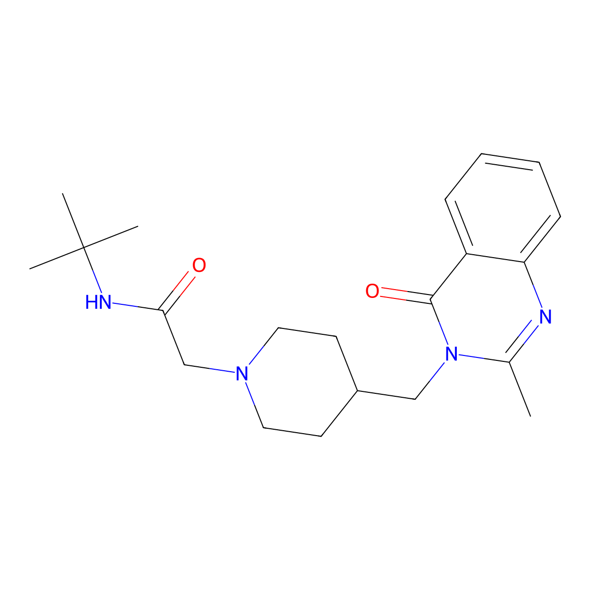 N-tert-butyl-2-{4-[(2-methyl-4-oxo-3,4-dihydroquinazolin-3-yl)methyl]piperidin-1-yl}acetamide molecular structure, CAS 2742034-49-5