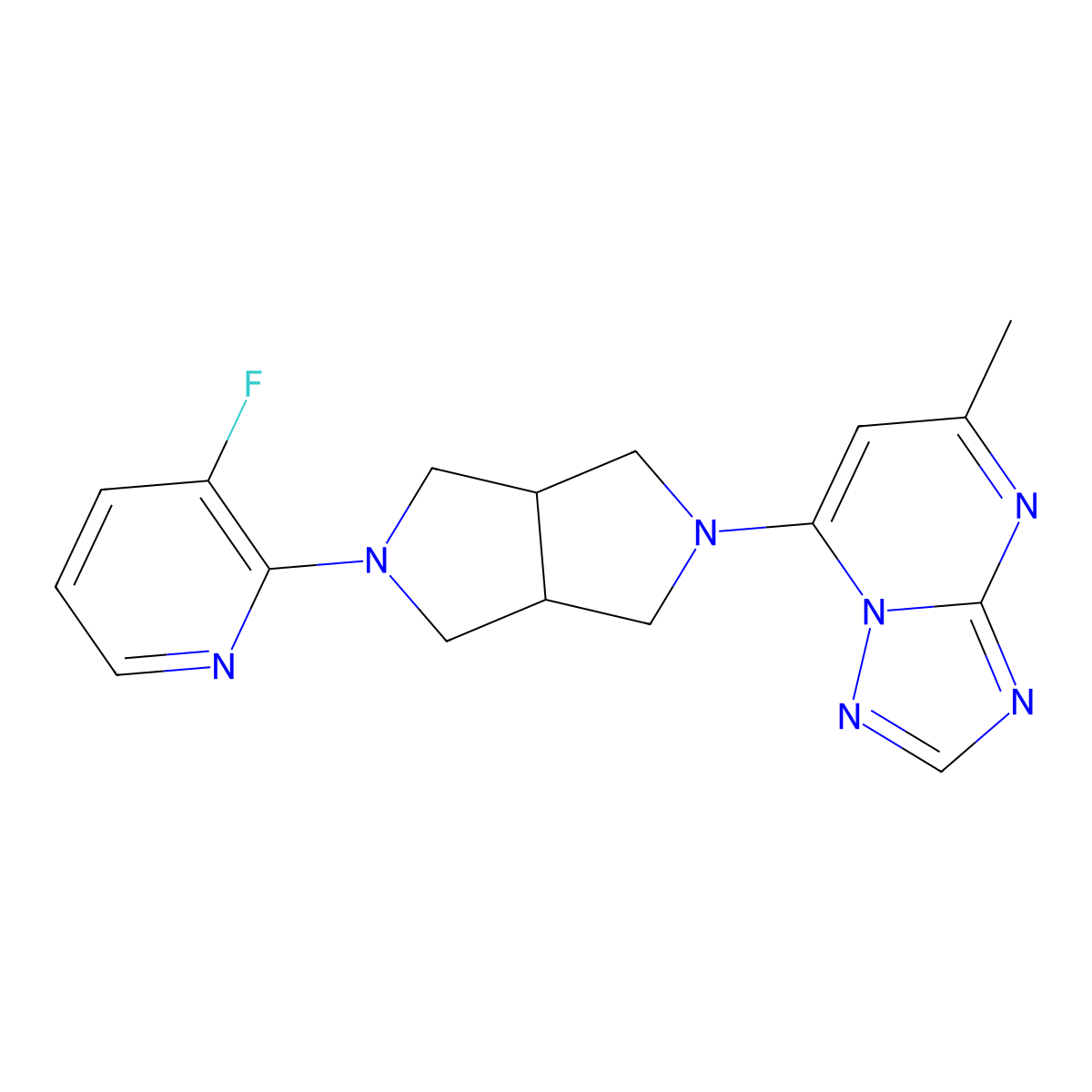 3-Fluoro-2-(5-{5-methyl-[1,2,4]triazolo[1,5-a]pyrimidin-7-yl}-octahydropyrrolo[3,4-c]pyrrol-2-yl)pyridine molecular structure, CAS 2742034-50-8