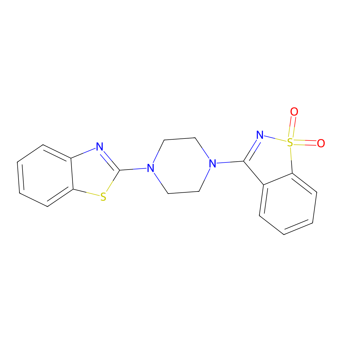 3-[4-(1,3-Benzothiazol-2-yl)piperazin-1-yl]-1,2-benzothiazole 1,1-dioxide molecular structure, CAS 2742034-52-0