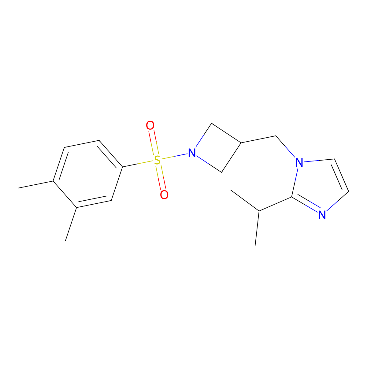 1-{[1-(3,4-dimethylbenzenesulfonyl)azetidin-3-yl]methyl}-2-(propan-2-yl)-1H-imidazole molecular structure, CAS 2742034-54-2