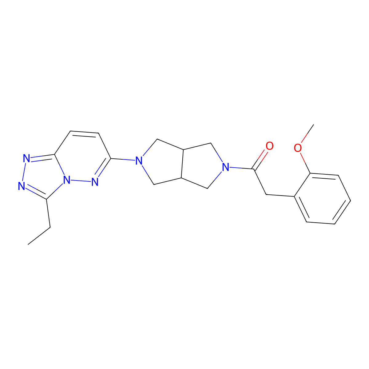 1-(5-{3-Ethyl-[1,2,4]triazolo[4,3-b]pyridazin-6-yl}-octahydropyrrolo[3,4-c]pyrrol-2-yl)-2-(2-methoxyphenyl)ethan-1-one molecular structure, CAS 2742034-55-3