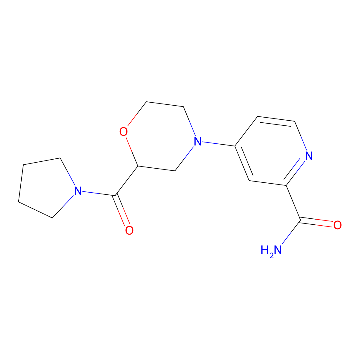 4-[2-(Pyrrolidine-1-carbonyl)morpholin-4-yl]pyridine-2-carboxamide molecular structure, CAS 2742034-58-6