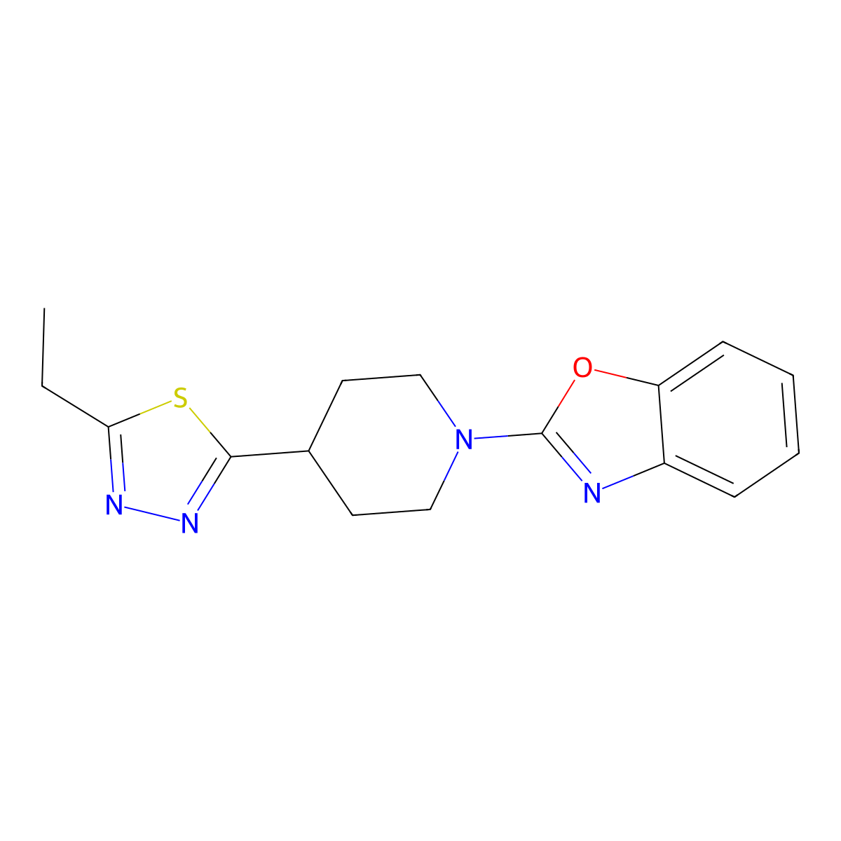 2-[4-(5-Ethyl-1,3,4-thiadiazol-2-yl)piperidin-1-yl]-1,3-benzoxazole molecular structure, CAS 2742034-60-0