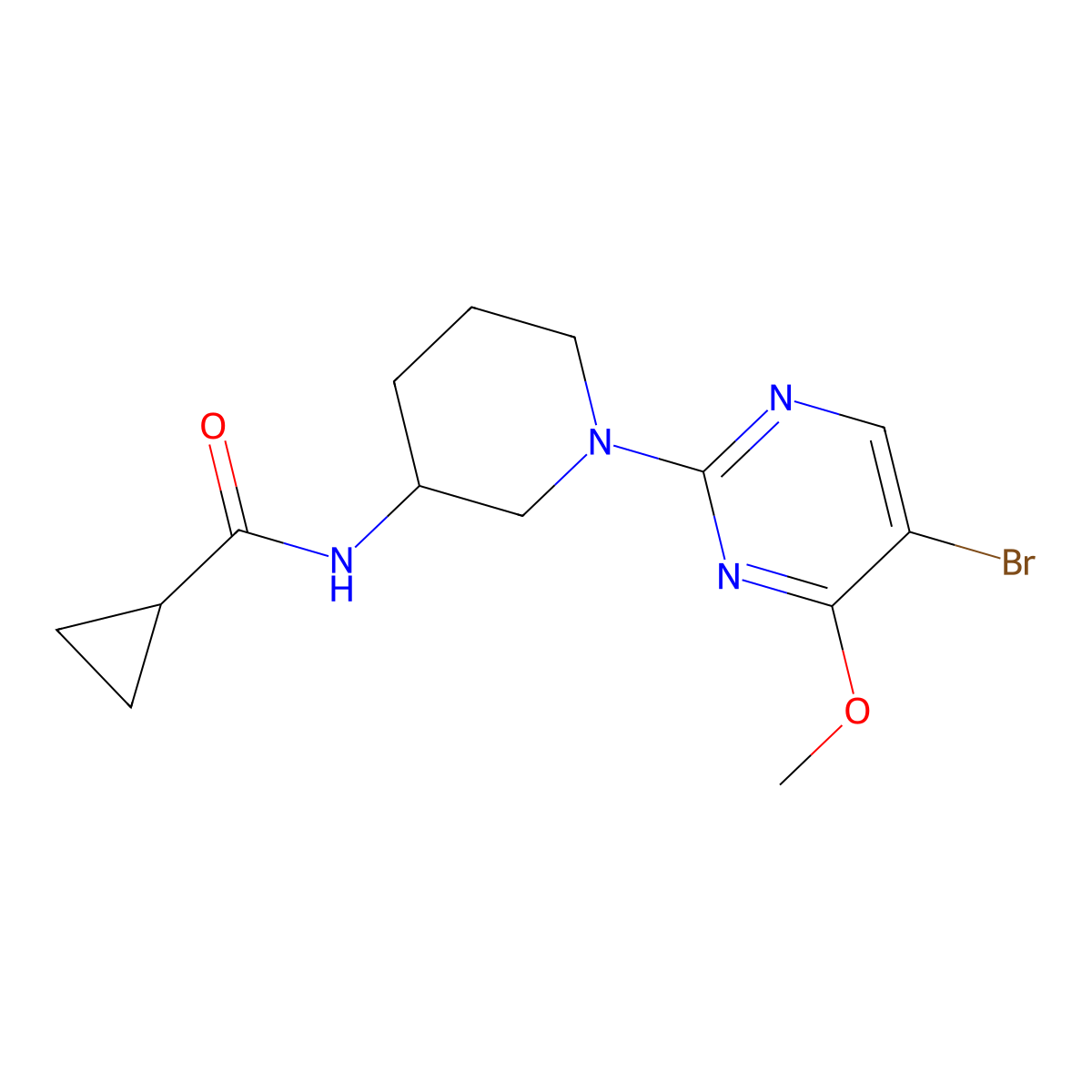 N-[1-(5-bromo-4-methoxypyrimidin-2-yl)piperidin-3-yl]cyclopropanecarboxamide molecular structure, CAS 2742034-70-2