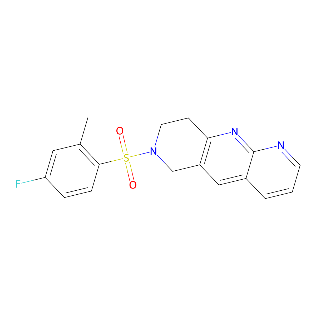 7-(4-fluoro-2-methylbenzenesulfonyl)-6H,7H,8H,9H-pyrido[2,3-b]1,6-naphthyridine molecular structure, CAS 2742034-72-4