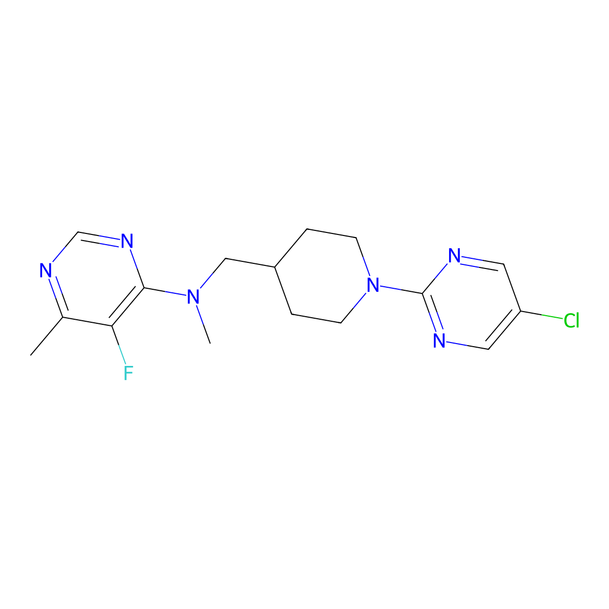 N-{[1-(5-chloropyrimidin-2-yl)piperidin-4-yl]methyl}-5-fluoro-N,6-dimethylpyrimidin-4-amine molecular structure, CAS 2742034-74-6