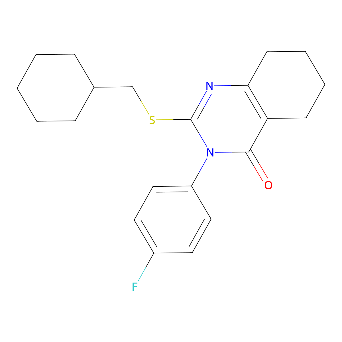 2-[(Cyclohexylmethyl)sulfanyl]-3-(4-fluorophenyl)-3,4,5,6,7,8-hexahydroquinazolin-4-one molecular structure, CAS 2742034-75-7
