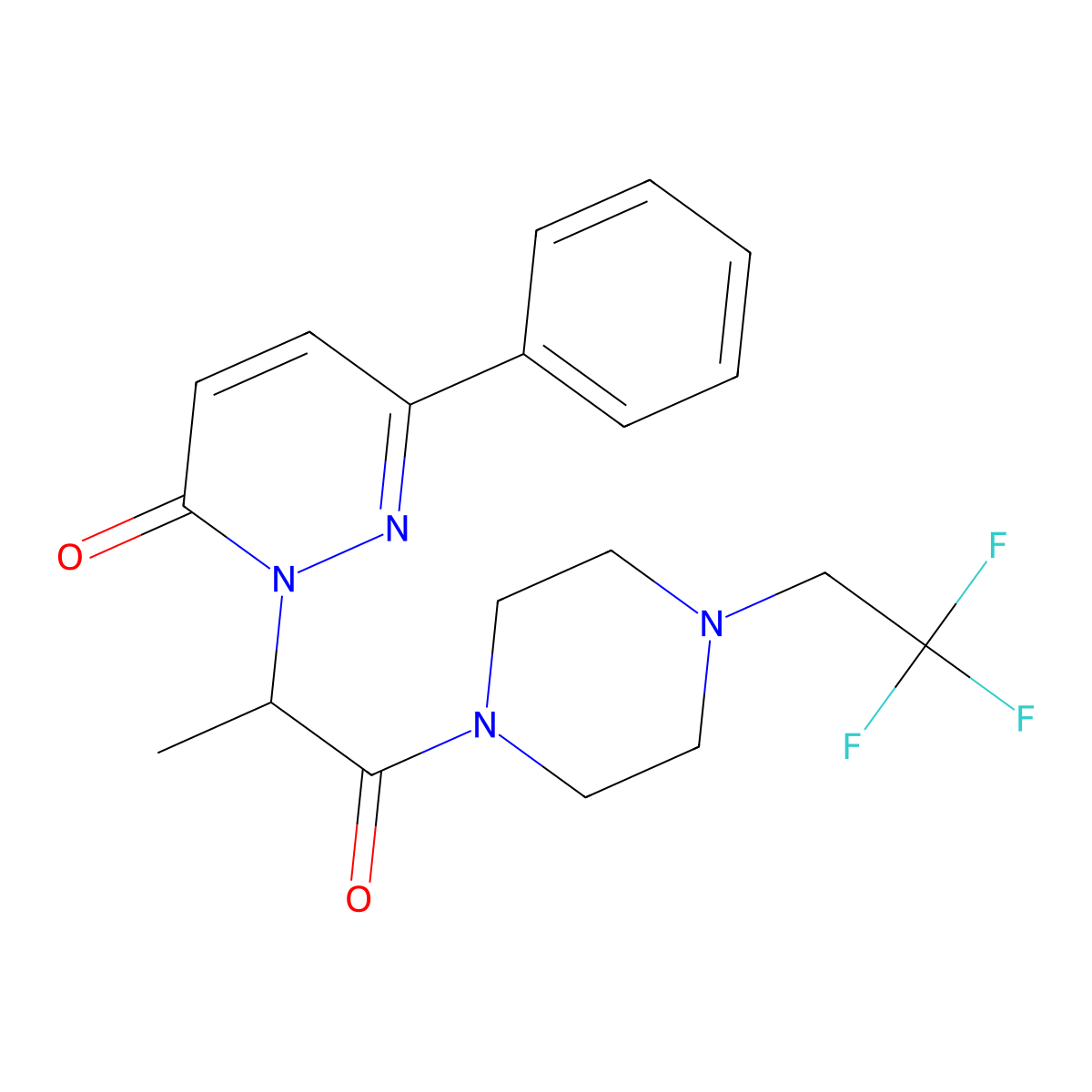 2-{1-Oxo-1-[4-(2,2,2-trifluoroethyl)piperazin-1-yl]propan-2-yl}-6-phenyl-2,3-dihydropyridazin-3-one molecular structure, CAS 2742034-80-4
