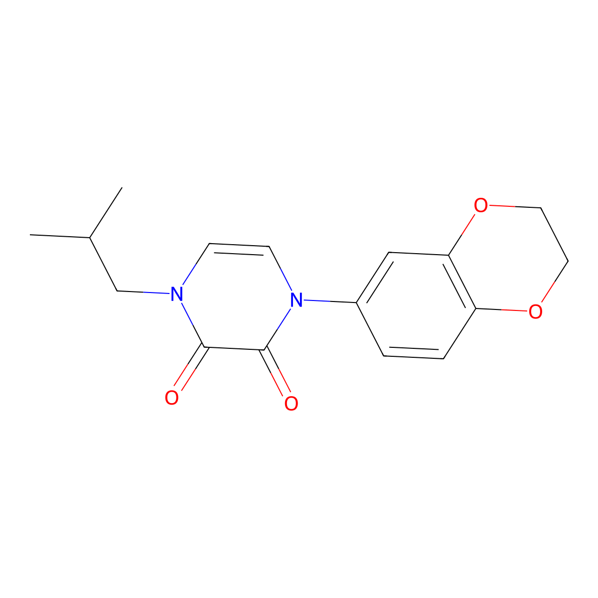 1-(2,3-Dihydro-1,4-benzodioxin-6-yl)-4-(2-methylpropyl)-1,2,3,4-tetrahydropyrazine-2,3-dione molecular structure, CAS 2742034-82-6