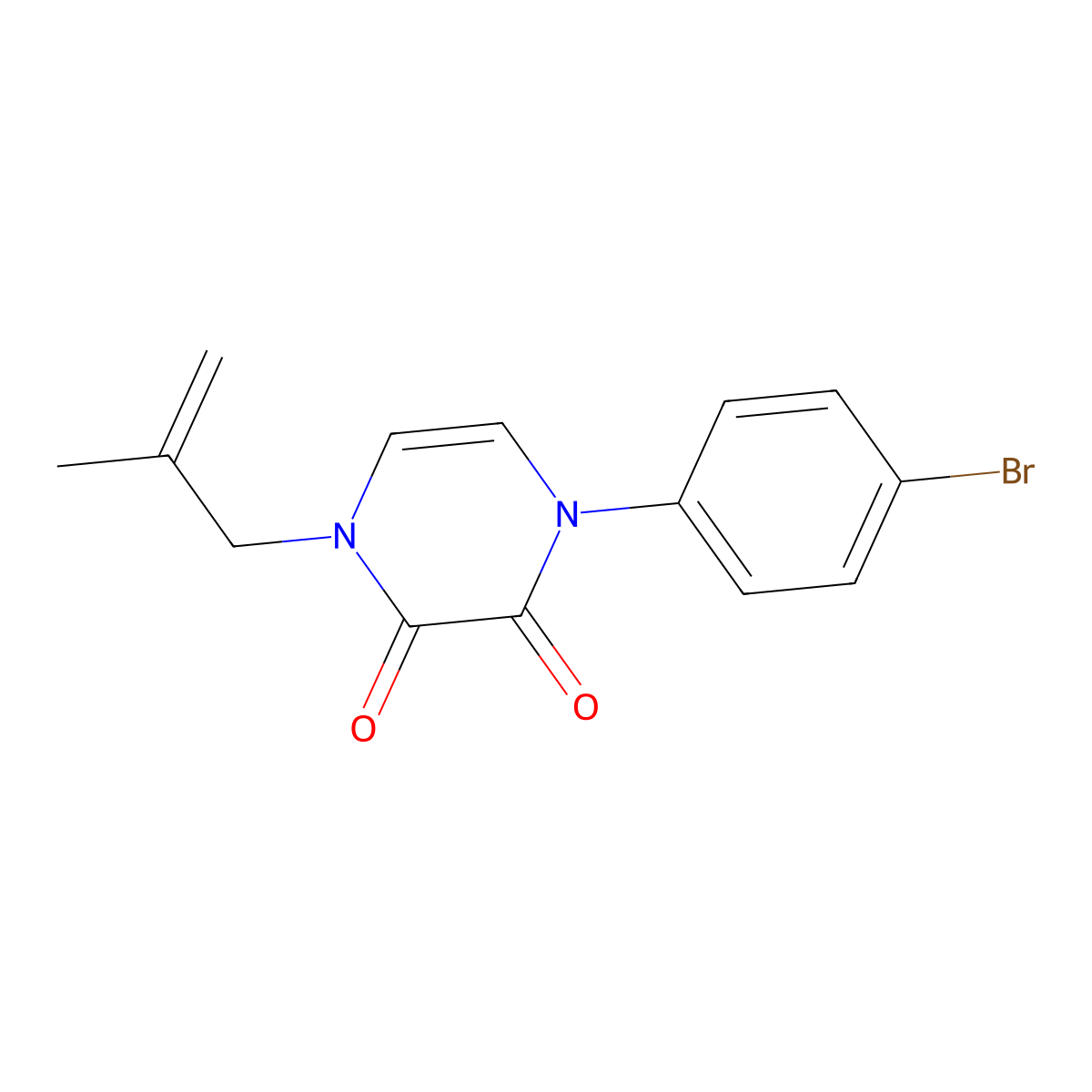 1-(4-Bromophenyl)-4-(2-methylprop-2-en-1-yl)-1,2,3,4-tetrahydropyrazine-2,3-dione molecular structure, CAS 2742034-87-1