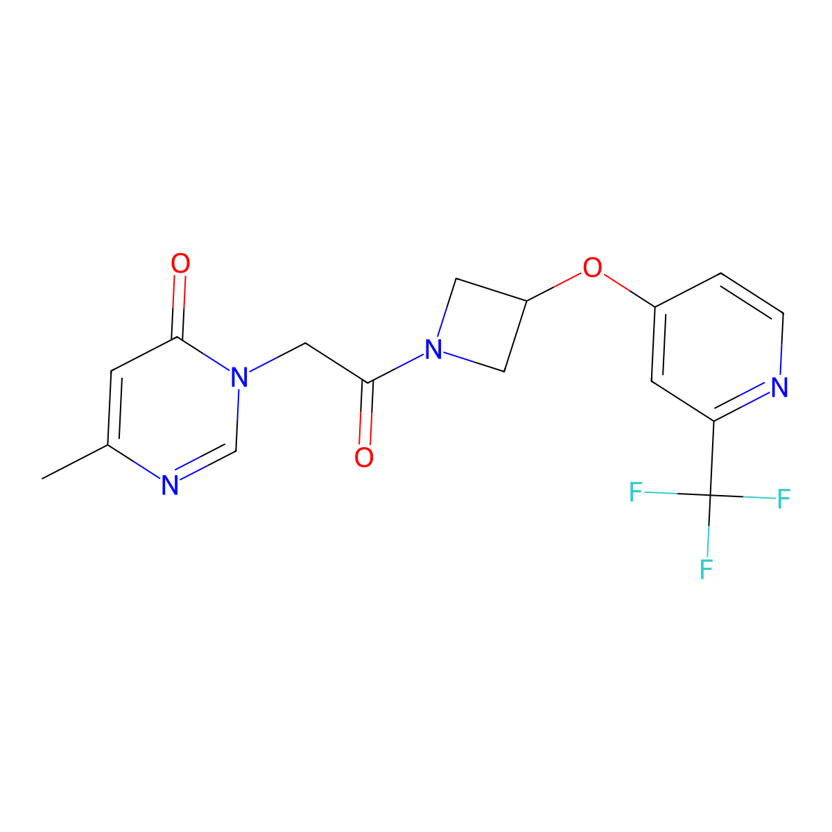 6-Methyl-3-[2-oxo-2-(3-{[2-(trifluoromethyl)pyridin-4-yl]oxy}azetidin-1-yl)ethyl]-3,4-dihydropyrimidin-4-one molecular structure, CAS 2742034-89-3